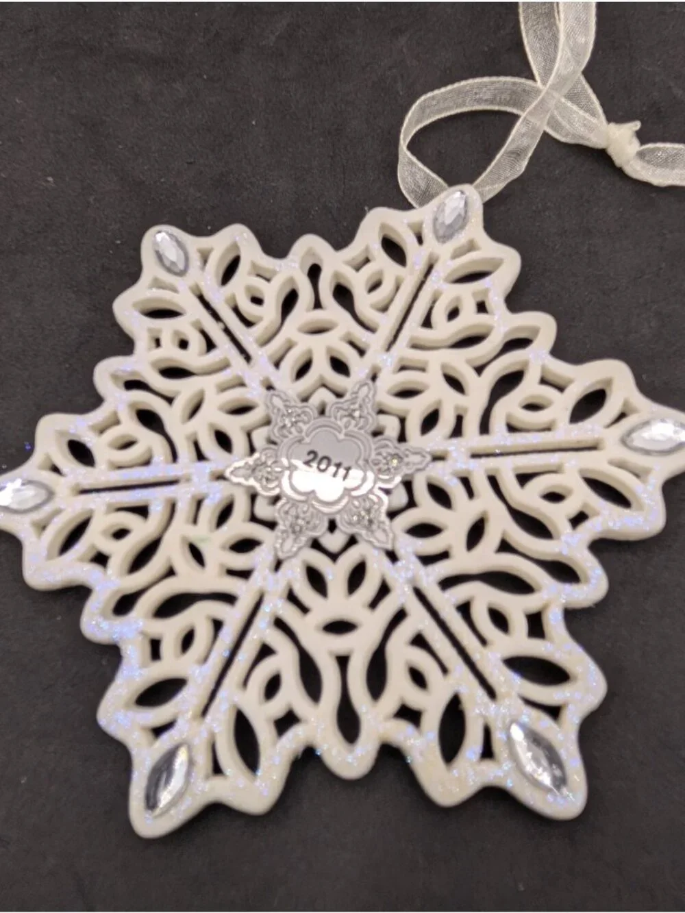 Hallmark Keepsake Ornament 2011 Snowflake Bisque Porcelain Rhinestones